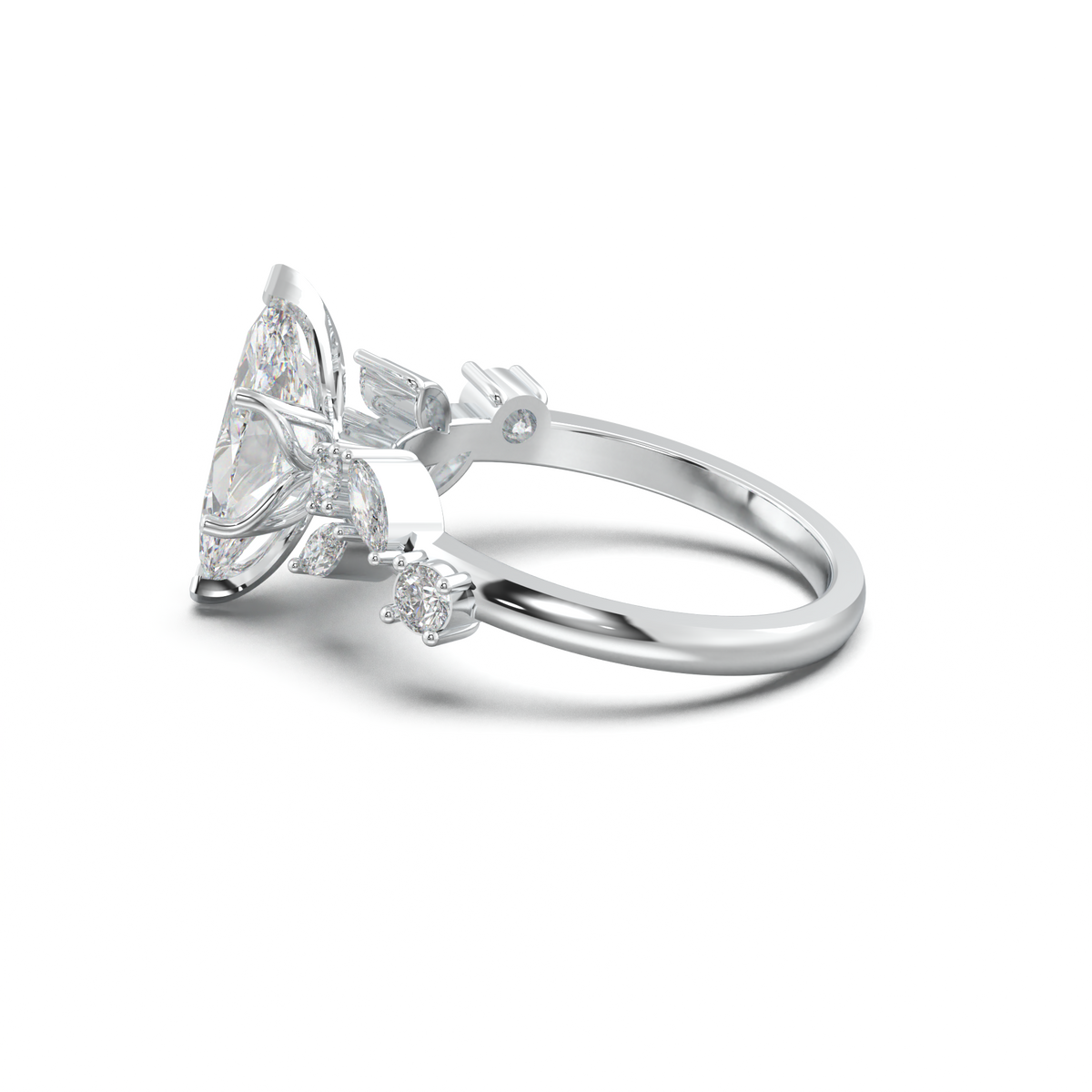 Marquise Mixed Side-Stone Engagement Ring