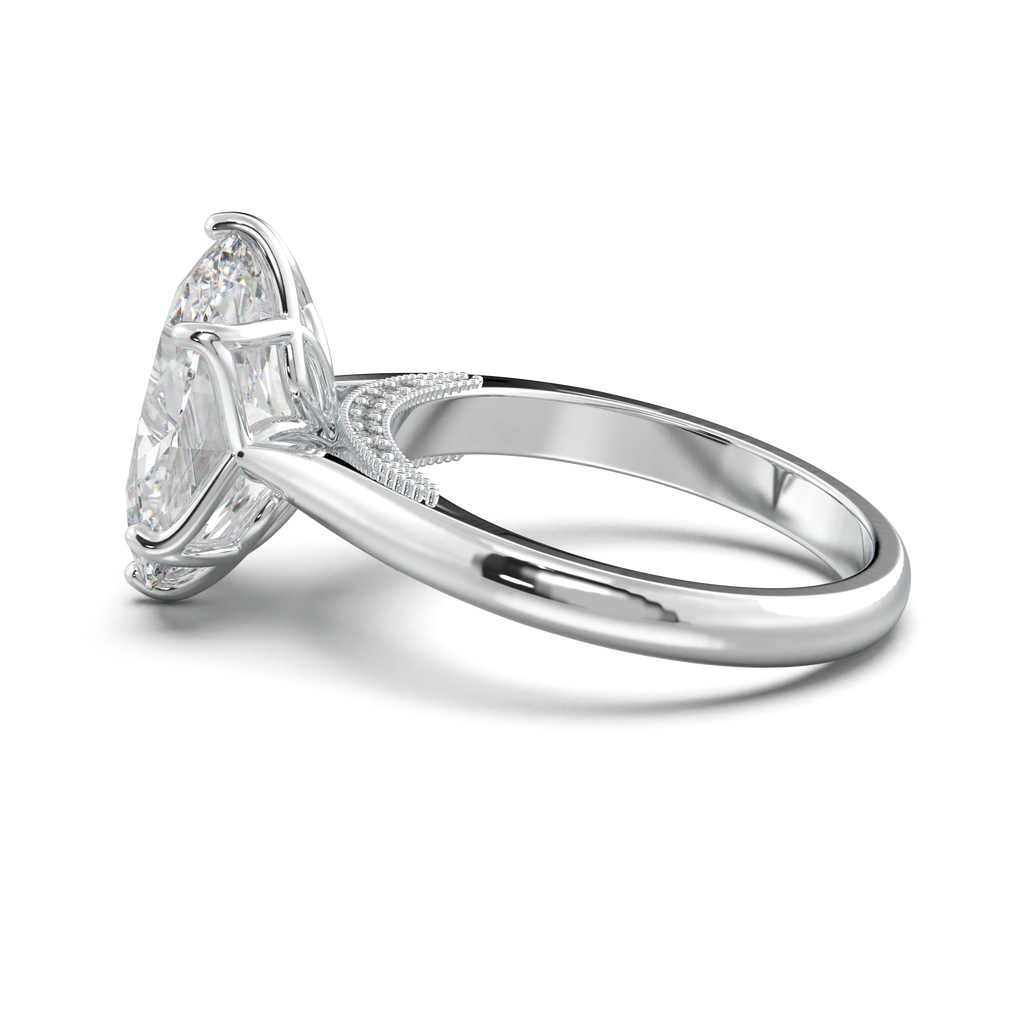 Oval Tulip Setting Hidden bridge Halo Engagement Ring