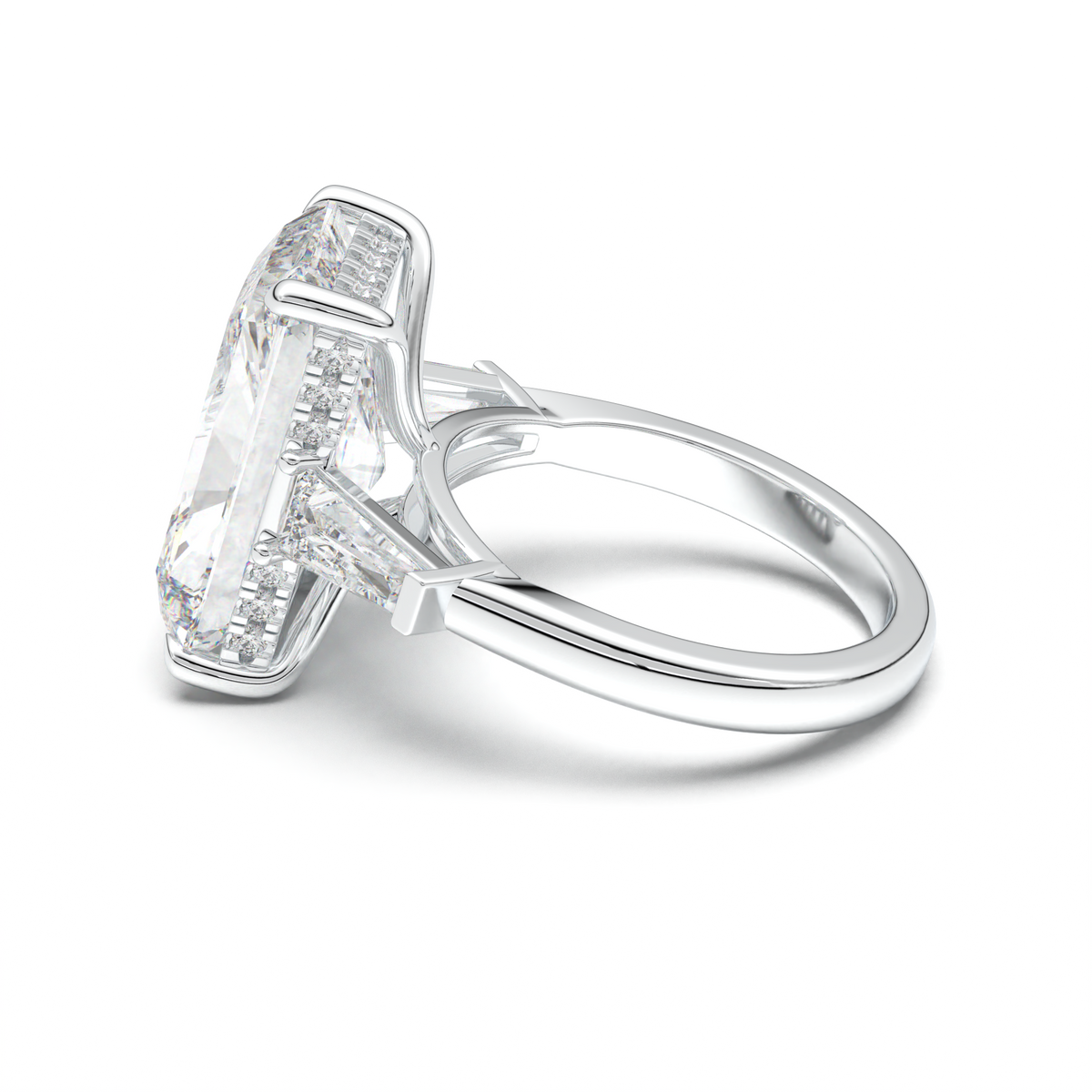 Radiant Baguette Hidden Halo Engagement Ring