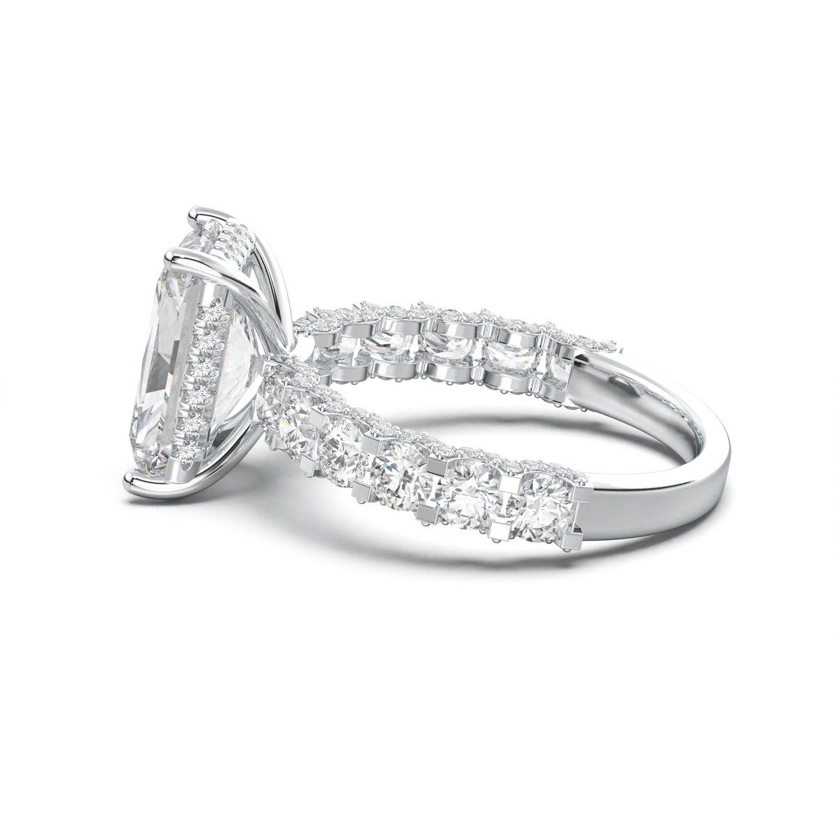 Radiant Diamond Band Engagement Ring