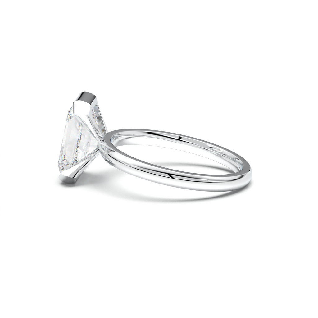 Emerald Cut Half-Bezel Engagement Ring