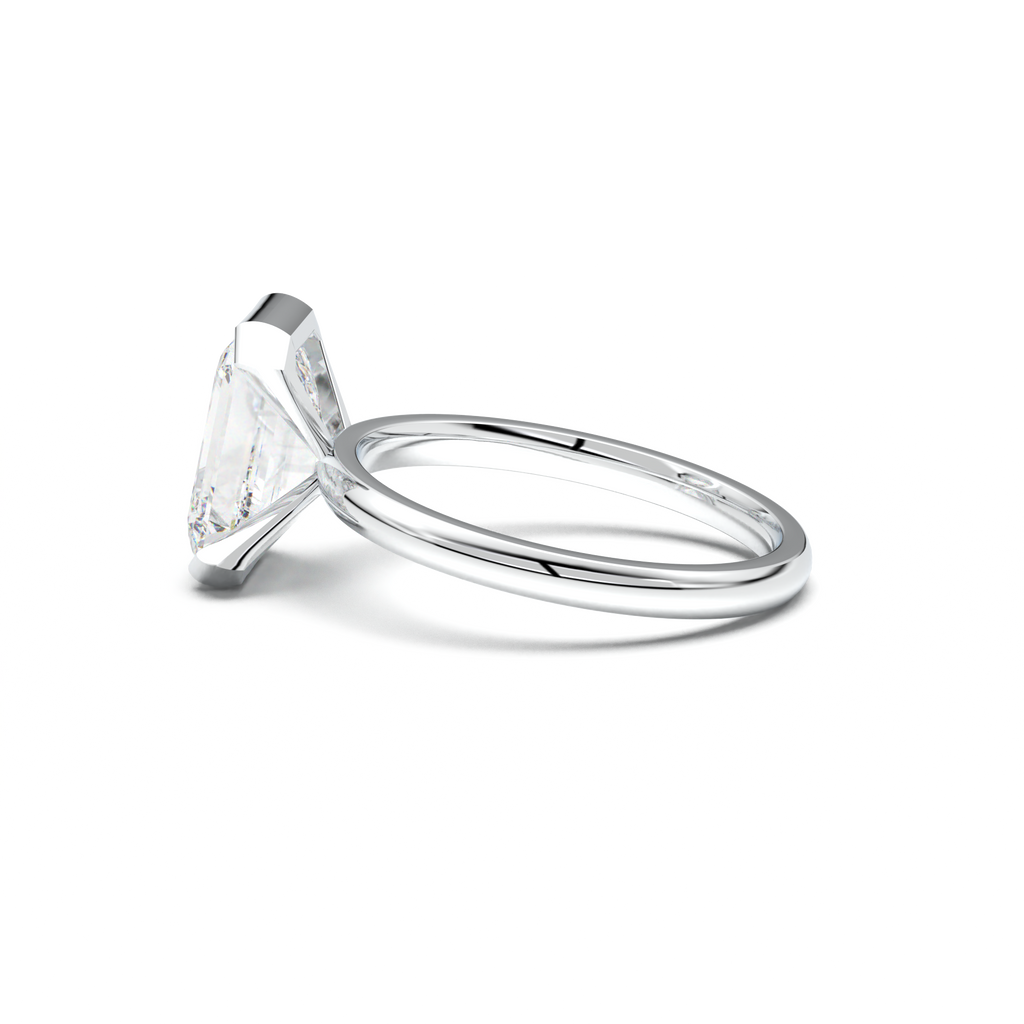 Emerald Cut Half-Bezel Engagement Ring