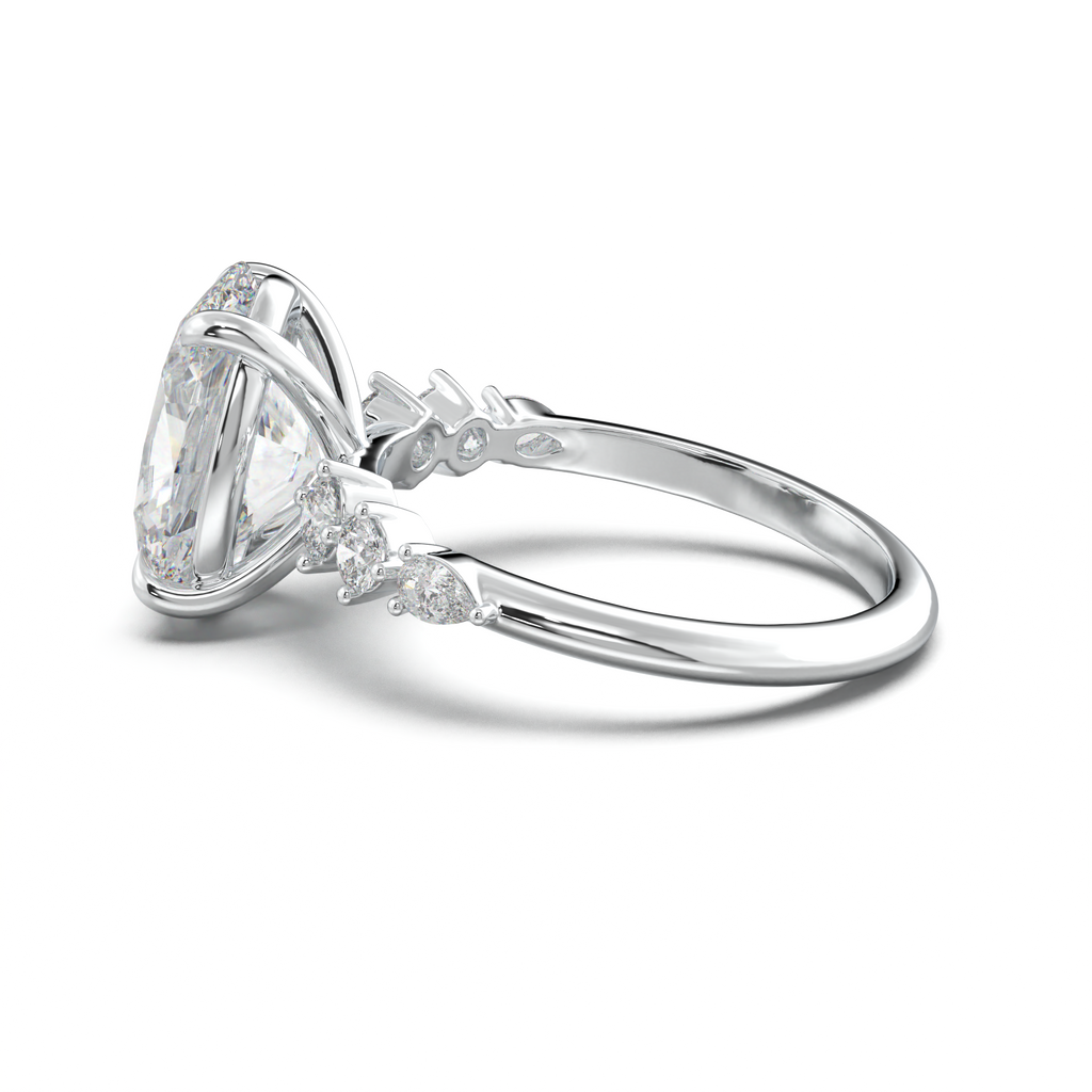 Oval Pear-Accent Engagement Ring