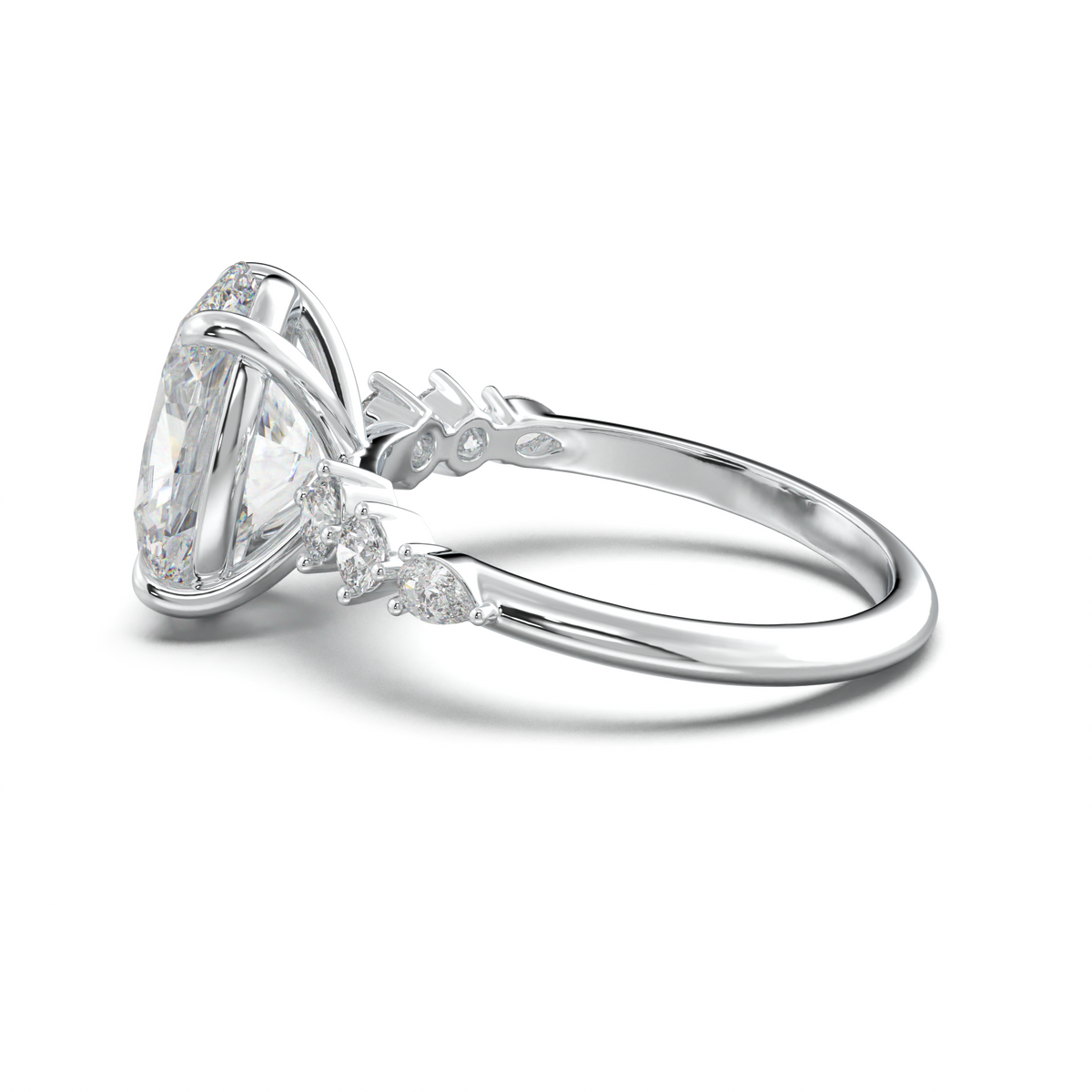 Oval Pear-Accent Engagement Ring