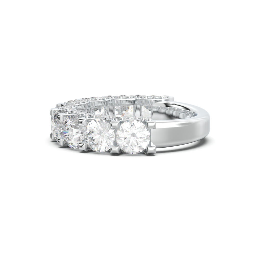 Round Diamond Pavé-Edge Wedding Band