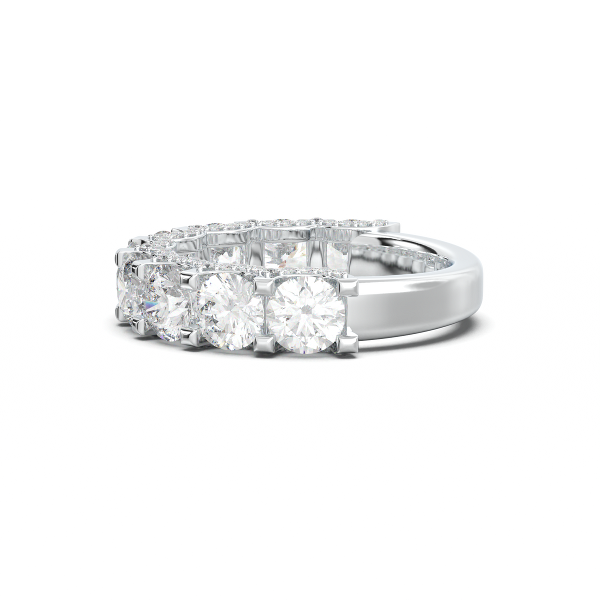 Round Diamond Pavé-Edge Wedding Band
