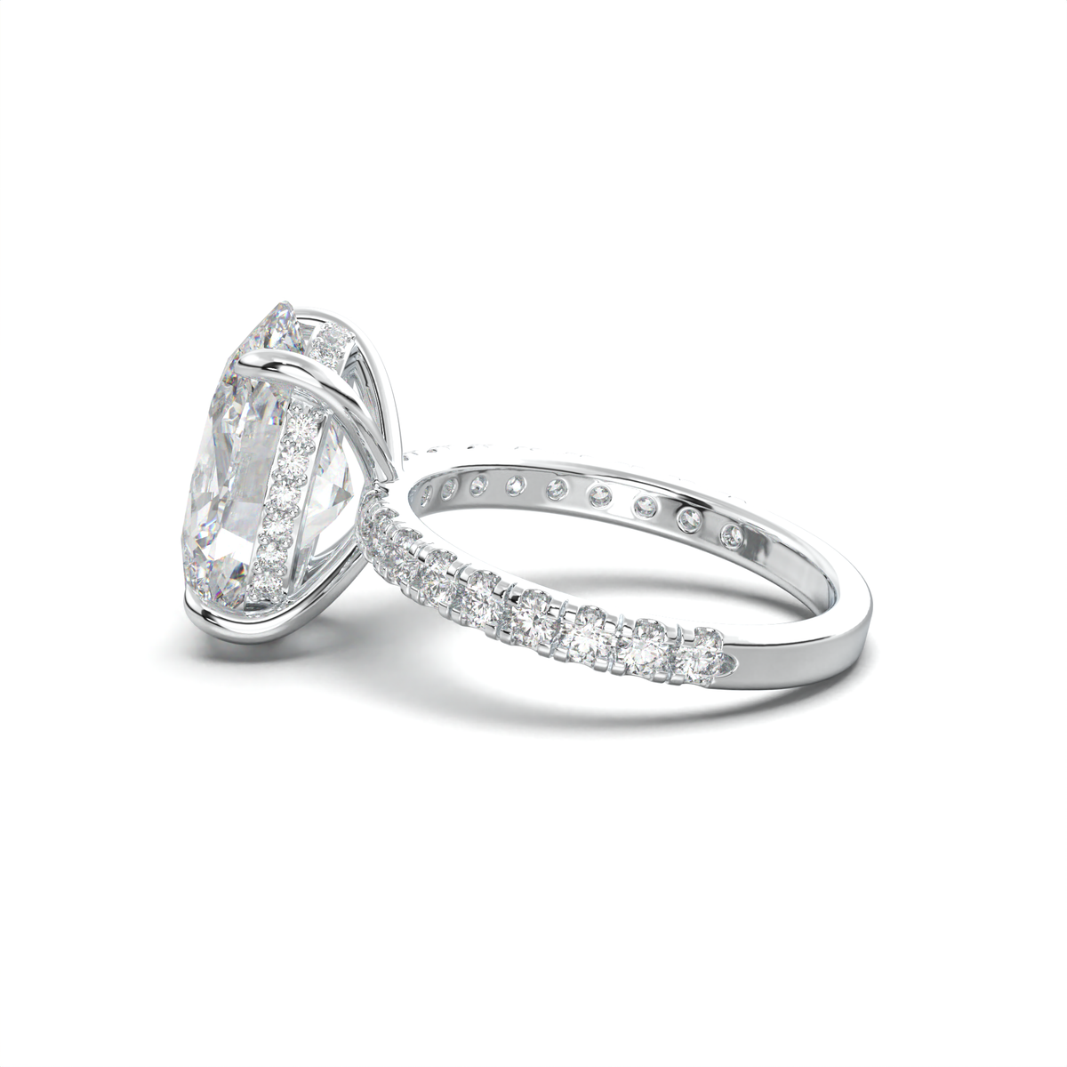 Oval Pavé Hidden Halo Engagement Ring