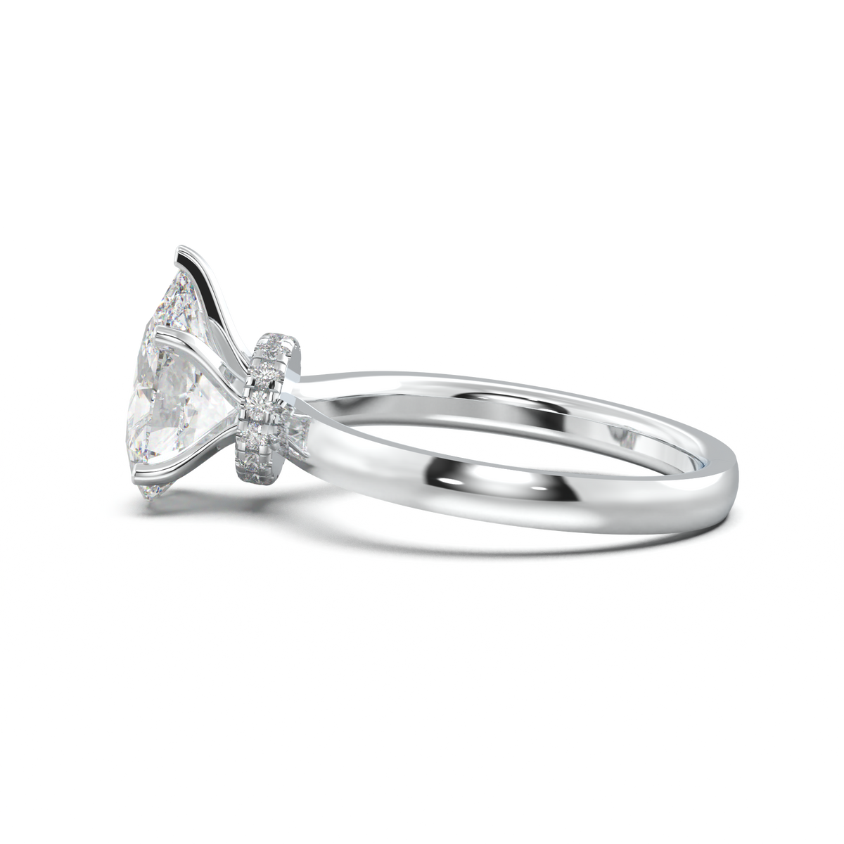 Pear Hidden Halo Engagement Ring