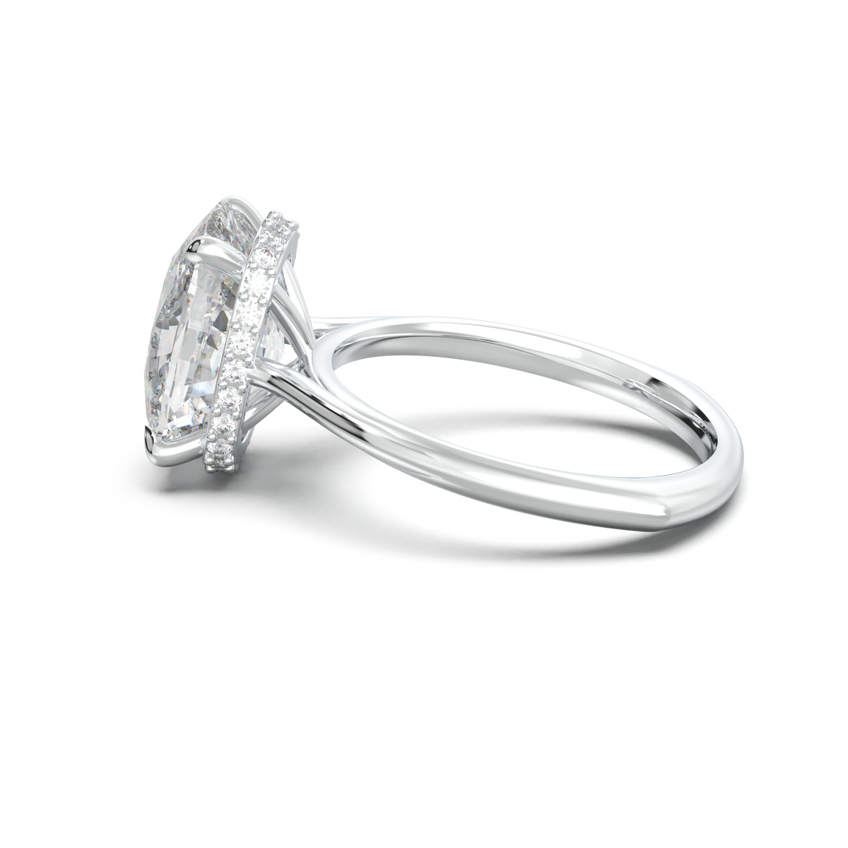 Cushion Hidden Halo Engagement Ring