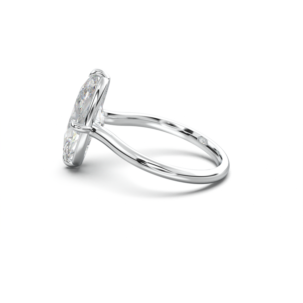 Elongated Moval Solitaire Engagement Ring