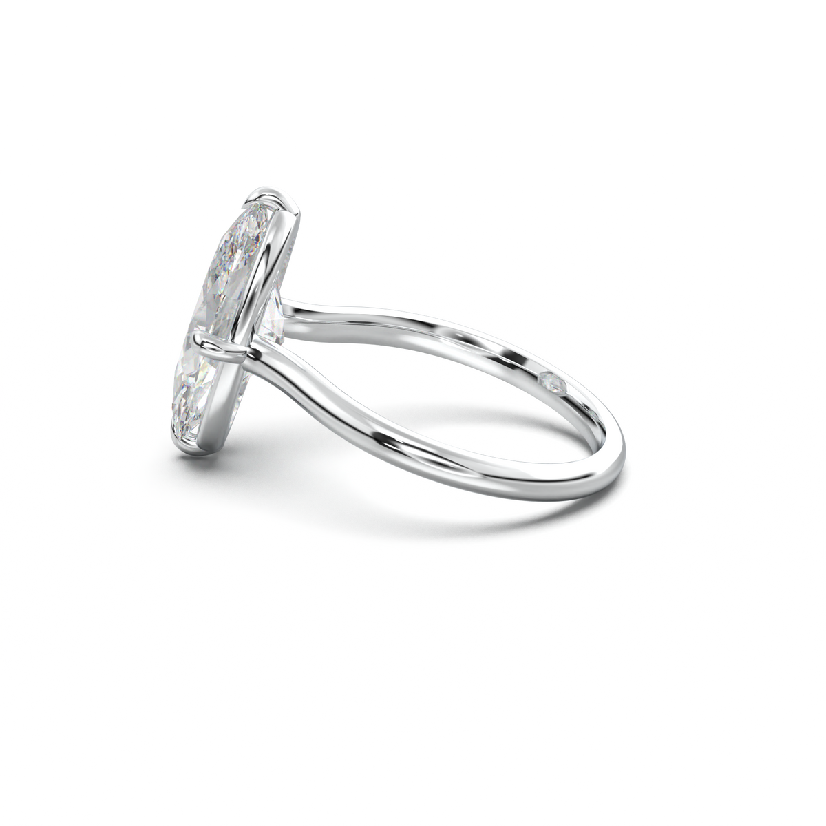 Elongated Moval Solitaire Engagement Ring