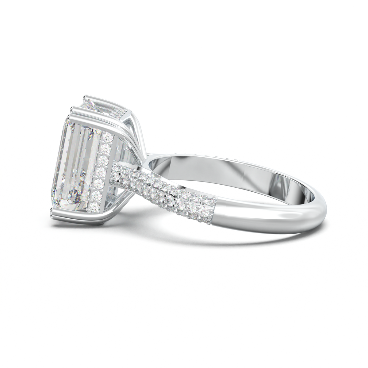 Emerald Double Pavé Engagement Ring