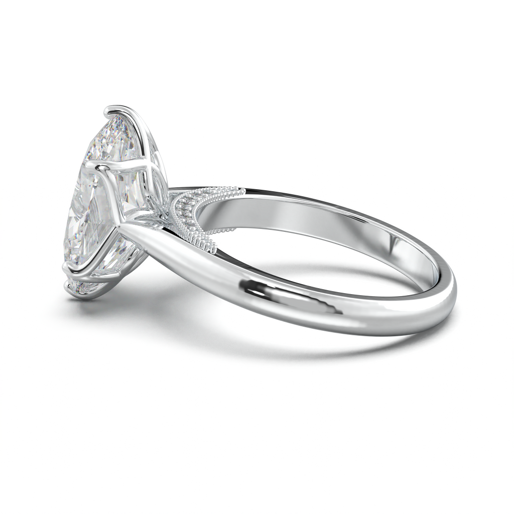 Oval Tulip Setting Hidden bridge Halo Engagement Ring