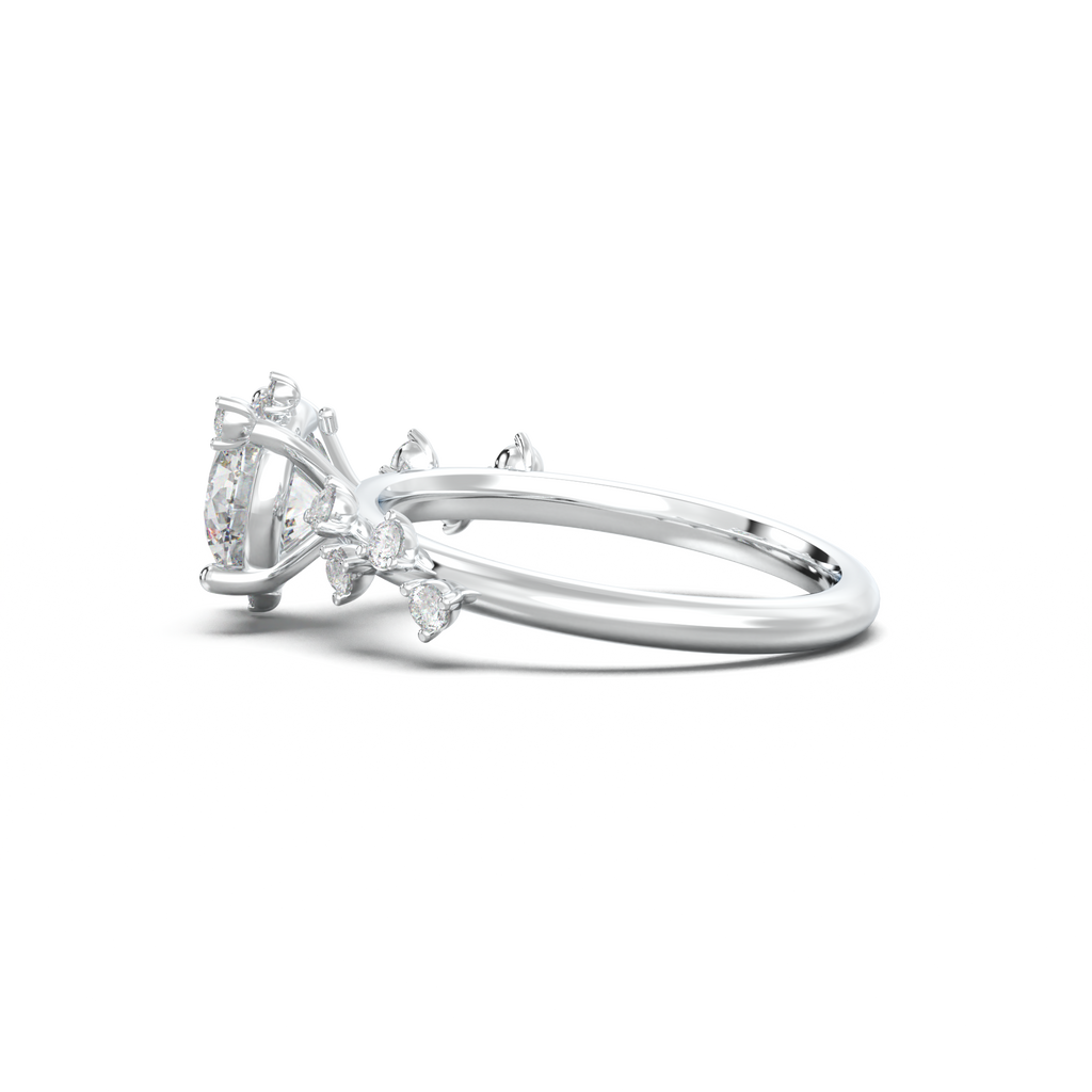 Round Botanical Accent Engagement Ring