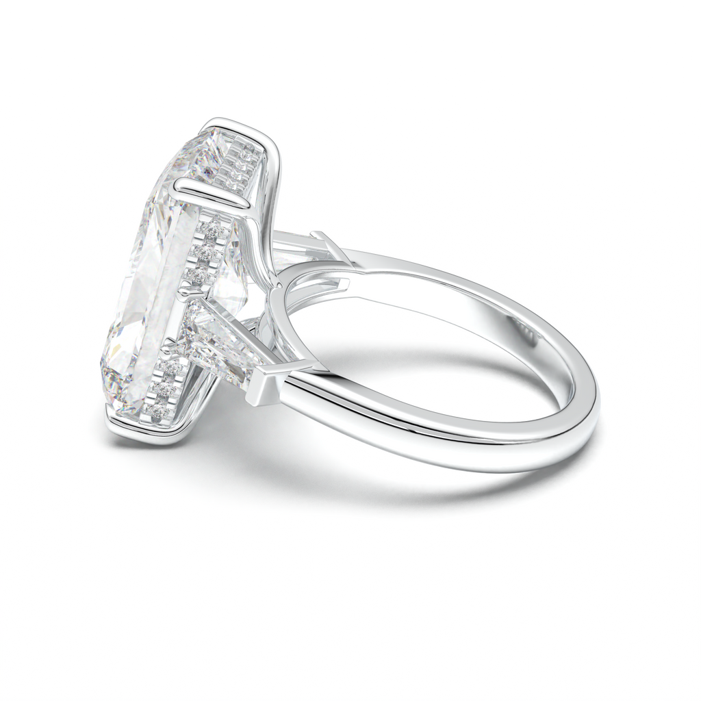 Radiant Baguette Hidden Halo Engagement Ring