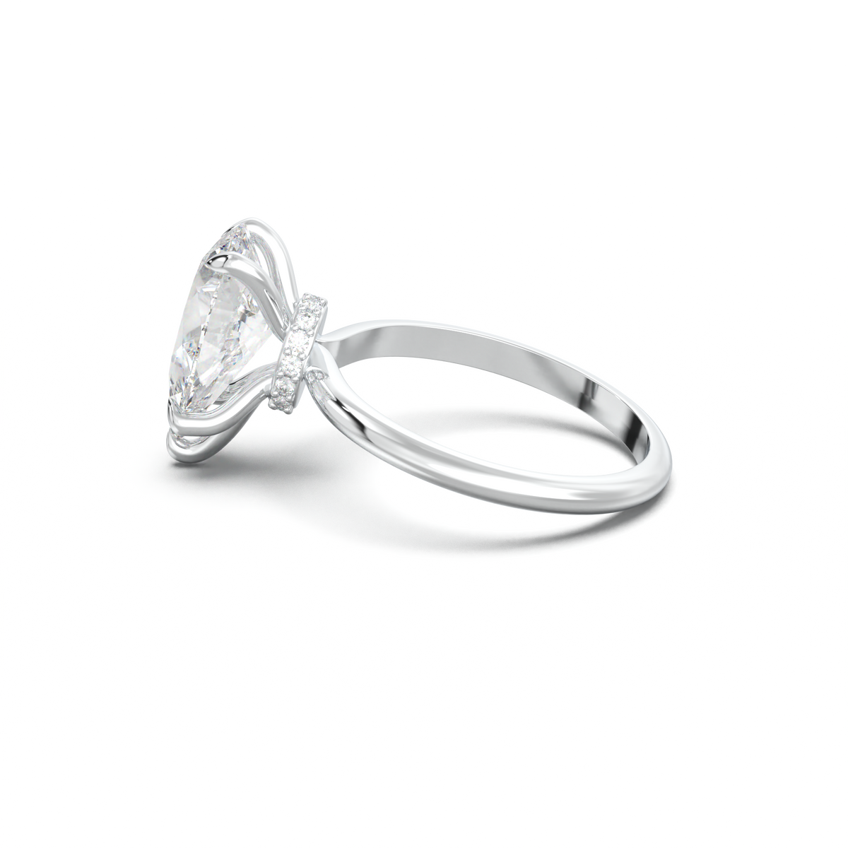 Pear Hidden Halo Engagement Ring