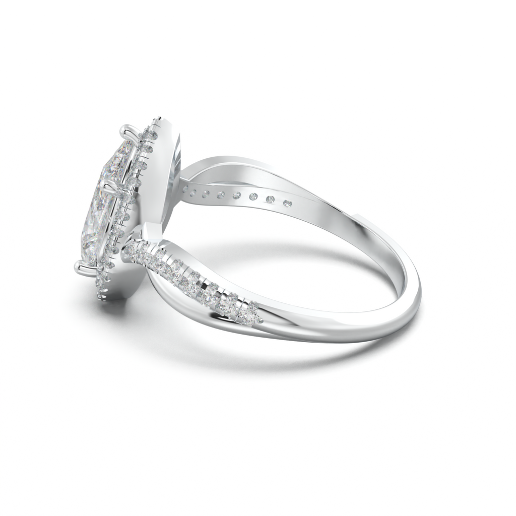 Pear Halo Twisted Pavé Engagement Ring