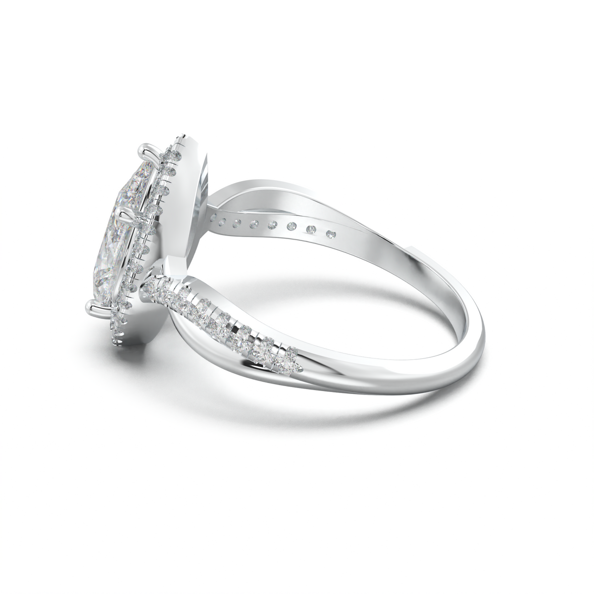 Pear Halo Twisted Pavé Engagement Ring
