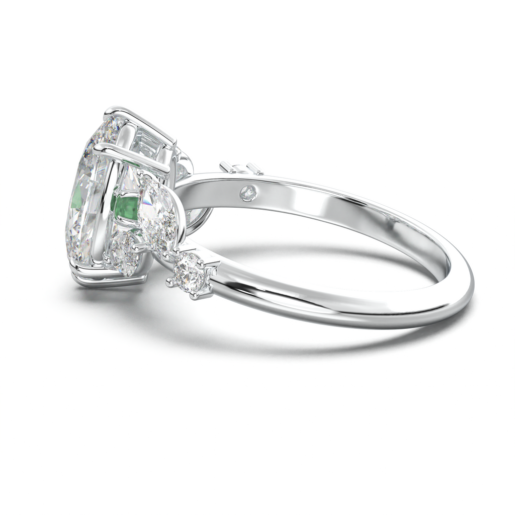 Oval Marquise-Accent Engagement Ring