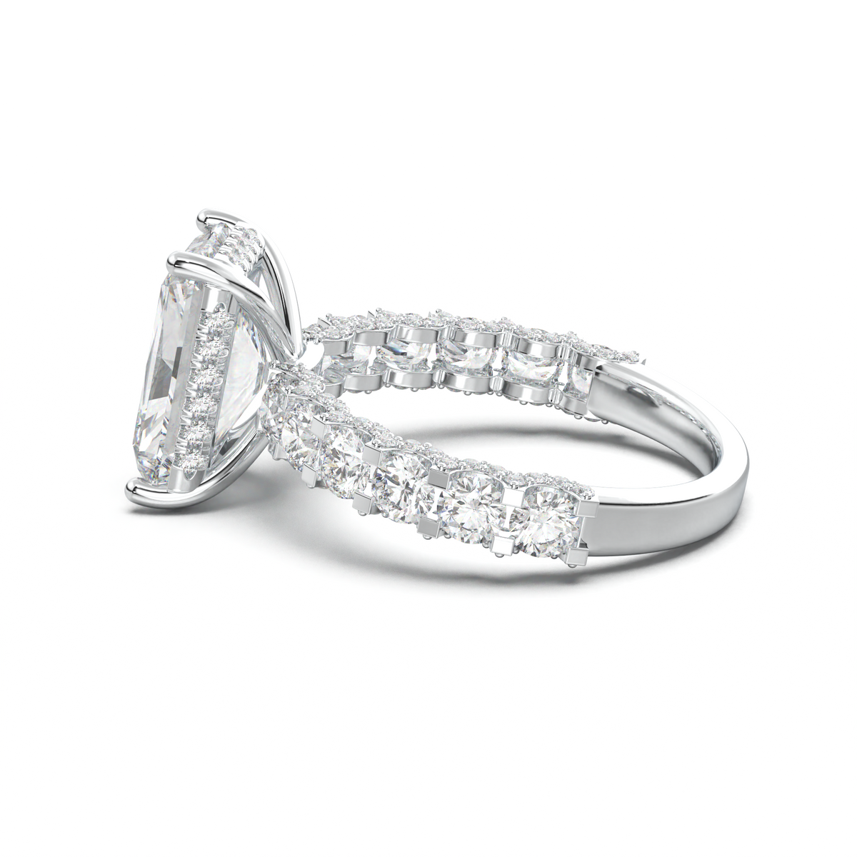 Radiant Diamond Band Engagement Ring