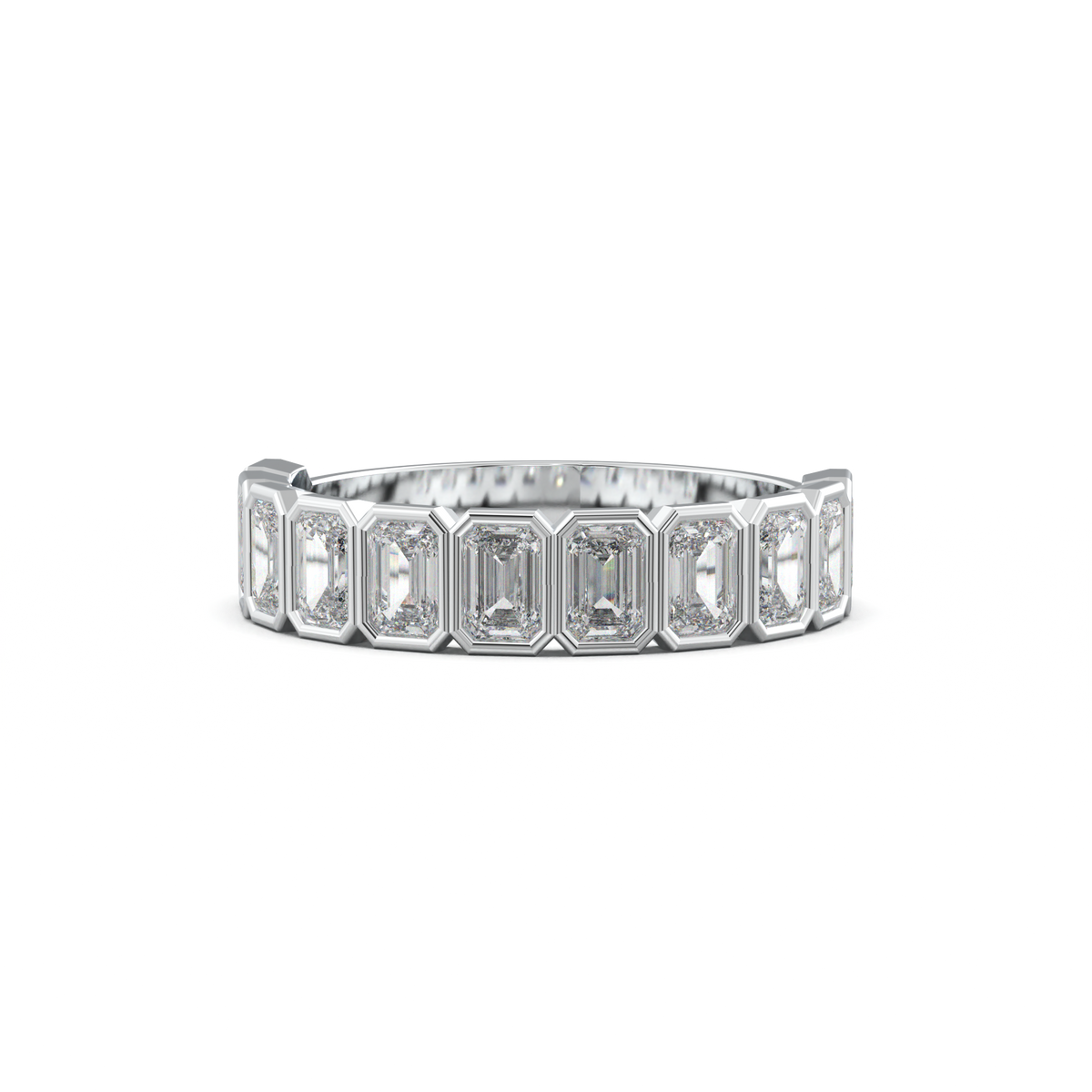 Emerald Bezel Half-Eternity Wedding Band