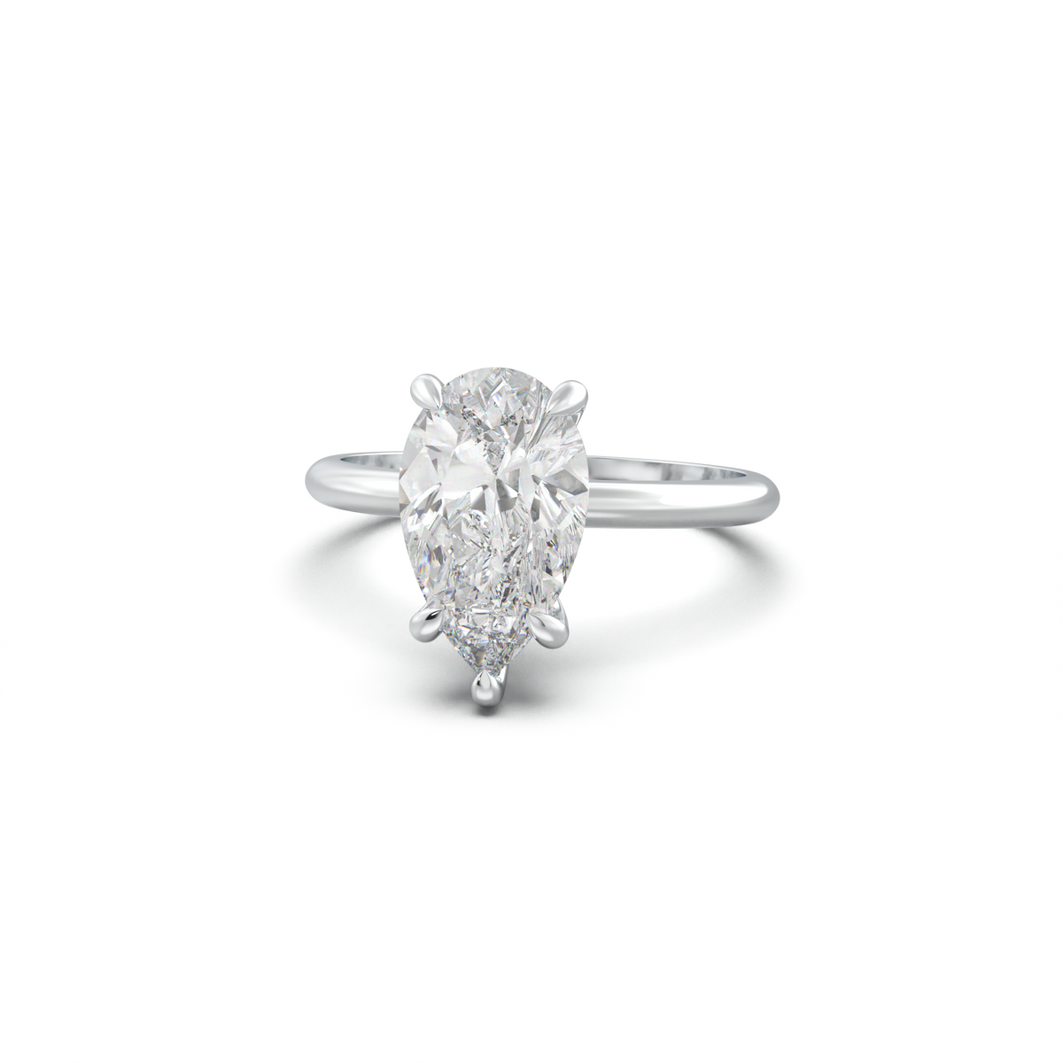 Pear Hidden Halo Engagement Ring
