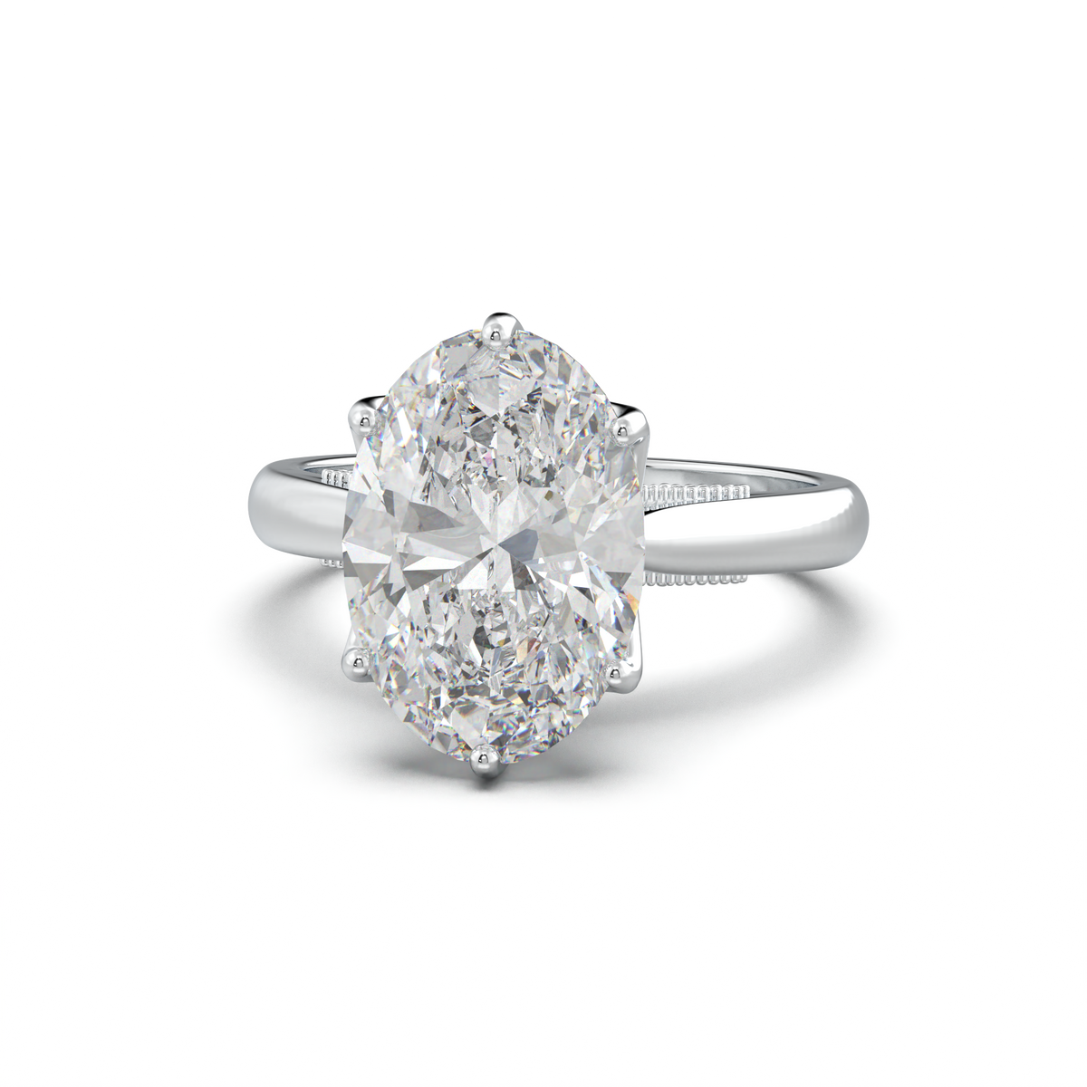 Oval Tulip Setting Hidden bridge Halo Engagement Ring