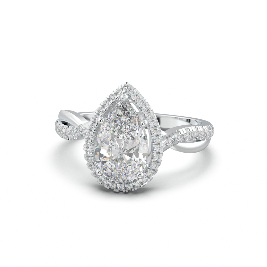 Pear Halo Twisted Pavé Engagement Ring