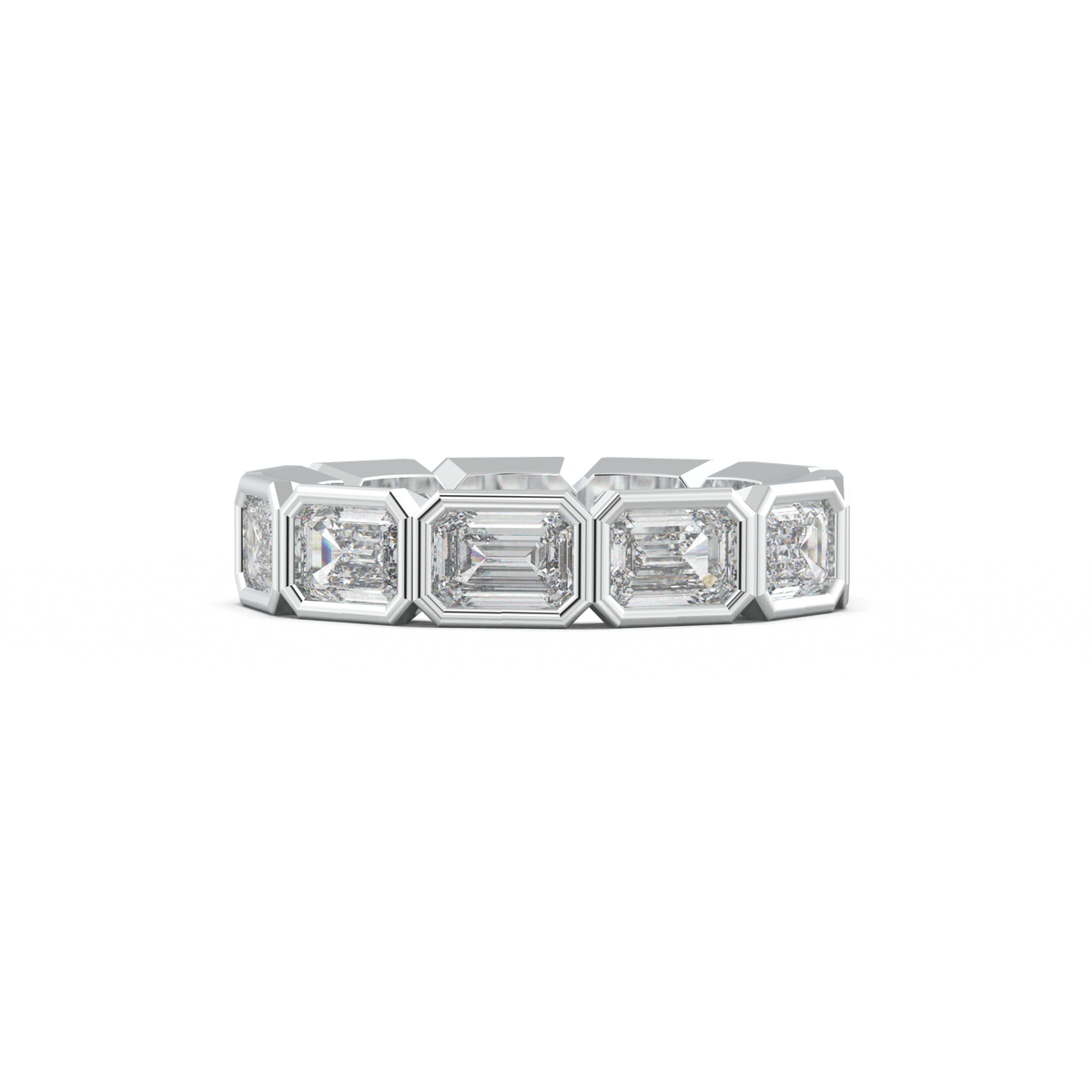 Emerald-Cut Bezel-Style Eternity Wedding Band