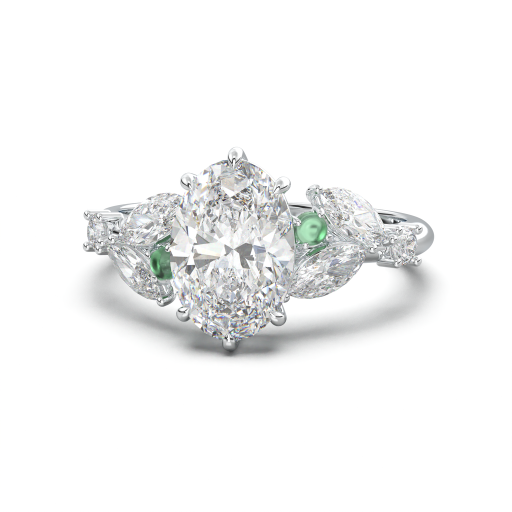 Oval Marquise-Accent Engagement Ring