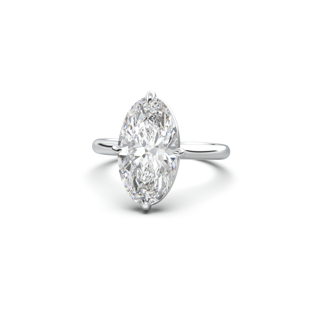 Elongated Moval Solitaire Engagement Ring