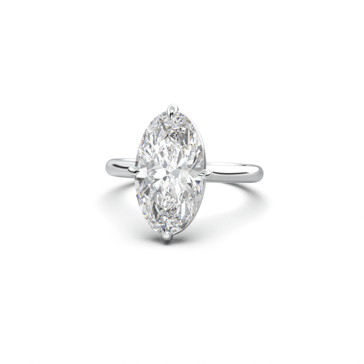 Elongated Moval Solitaire Engagement Ring