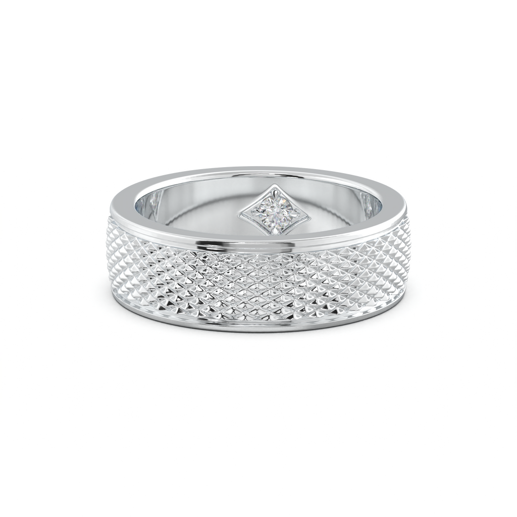 Diamond-Cut Textured Men's Wedding Band