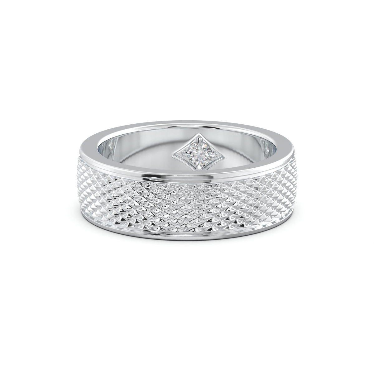 Diamond-Cut Textured Men's Wedding Band