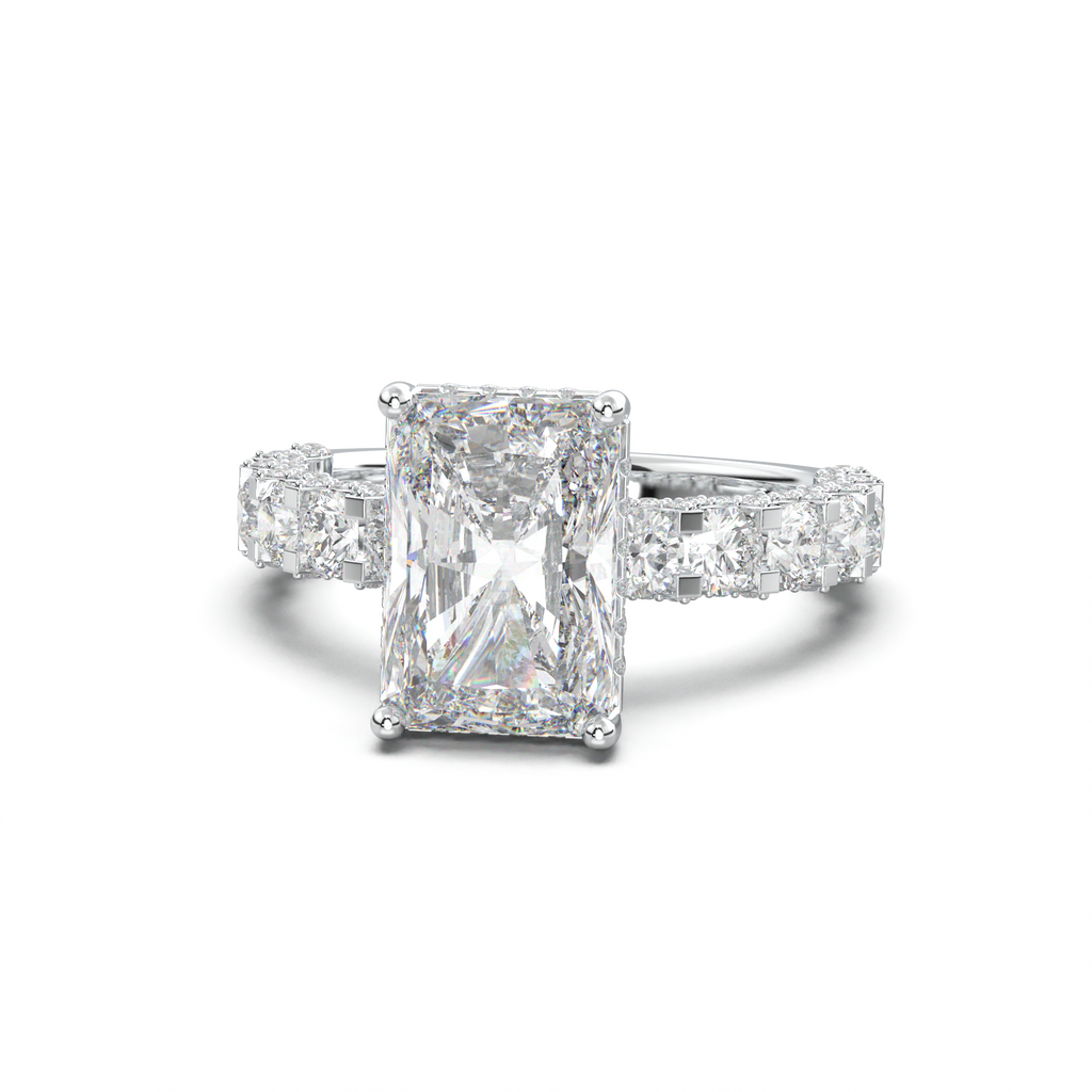Radiant Diamond Band Engagement Ring