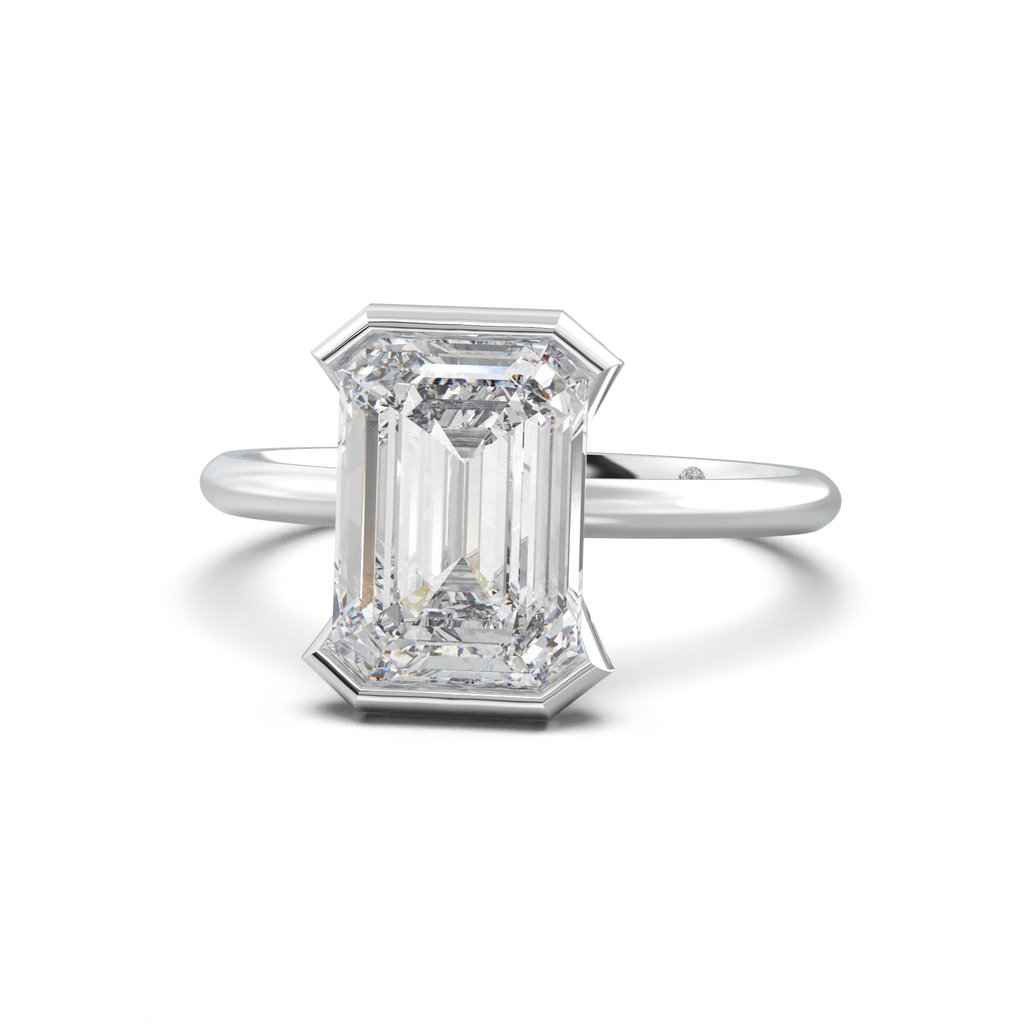 Emerald Hidden Halo Engagement Ring