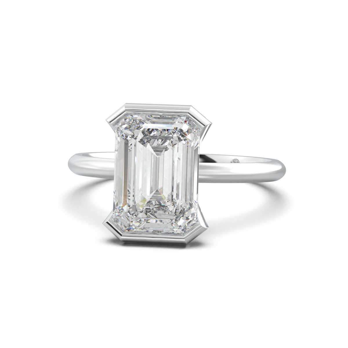 Emerald Hidden Halo Engagement Ring