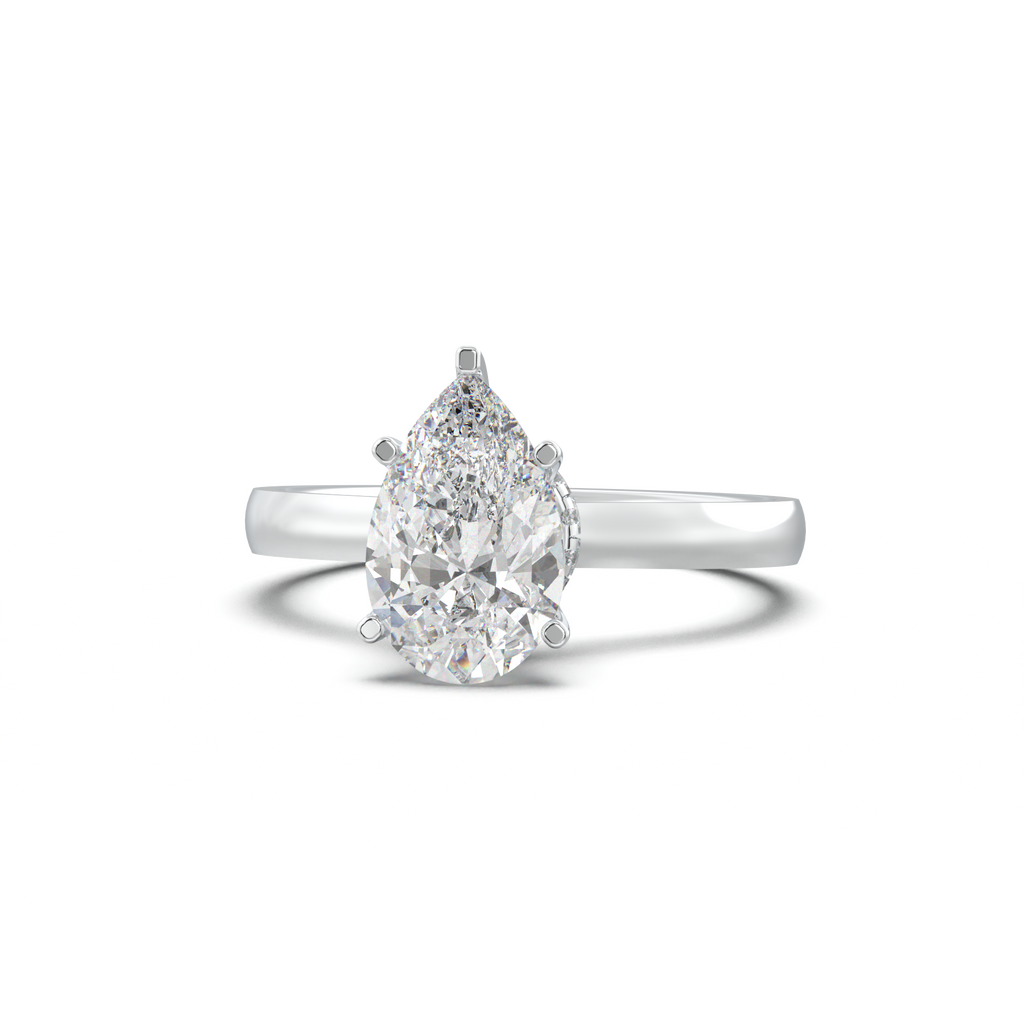 Pear Hidden Halo Engagement Ring