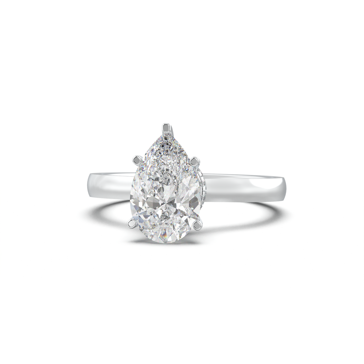 Pear Hidden Halo Engagement Ring