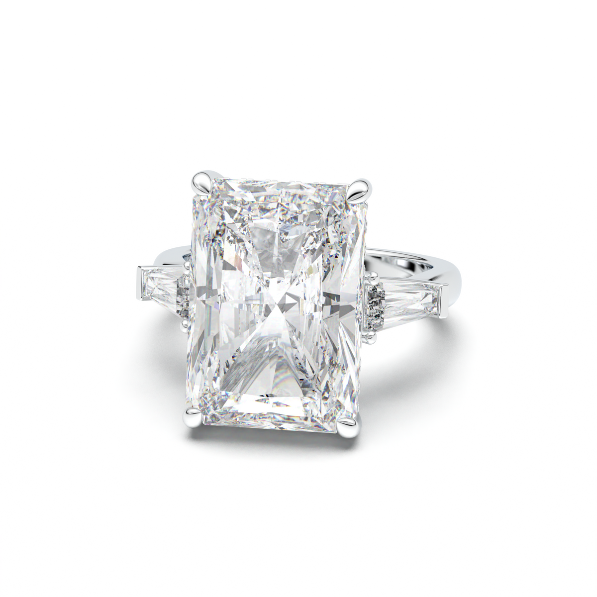 Radiant Baguette Hidden Halo Engagement Ring
