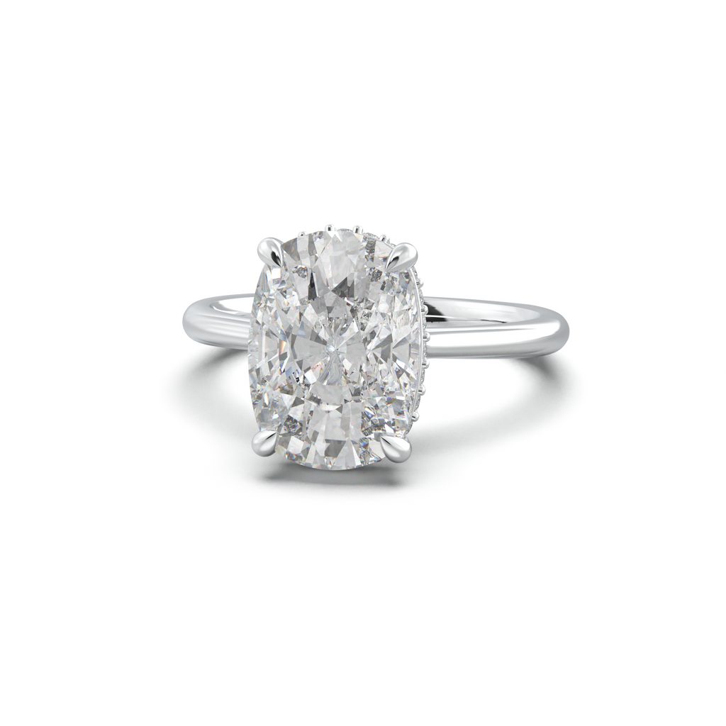 Cushion Hidden Halo Engagement Ring