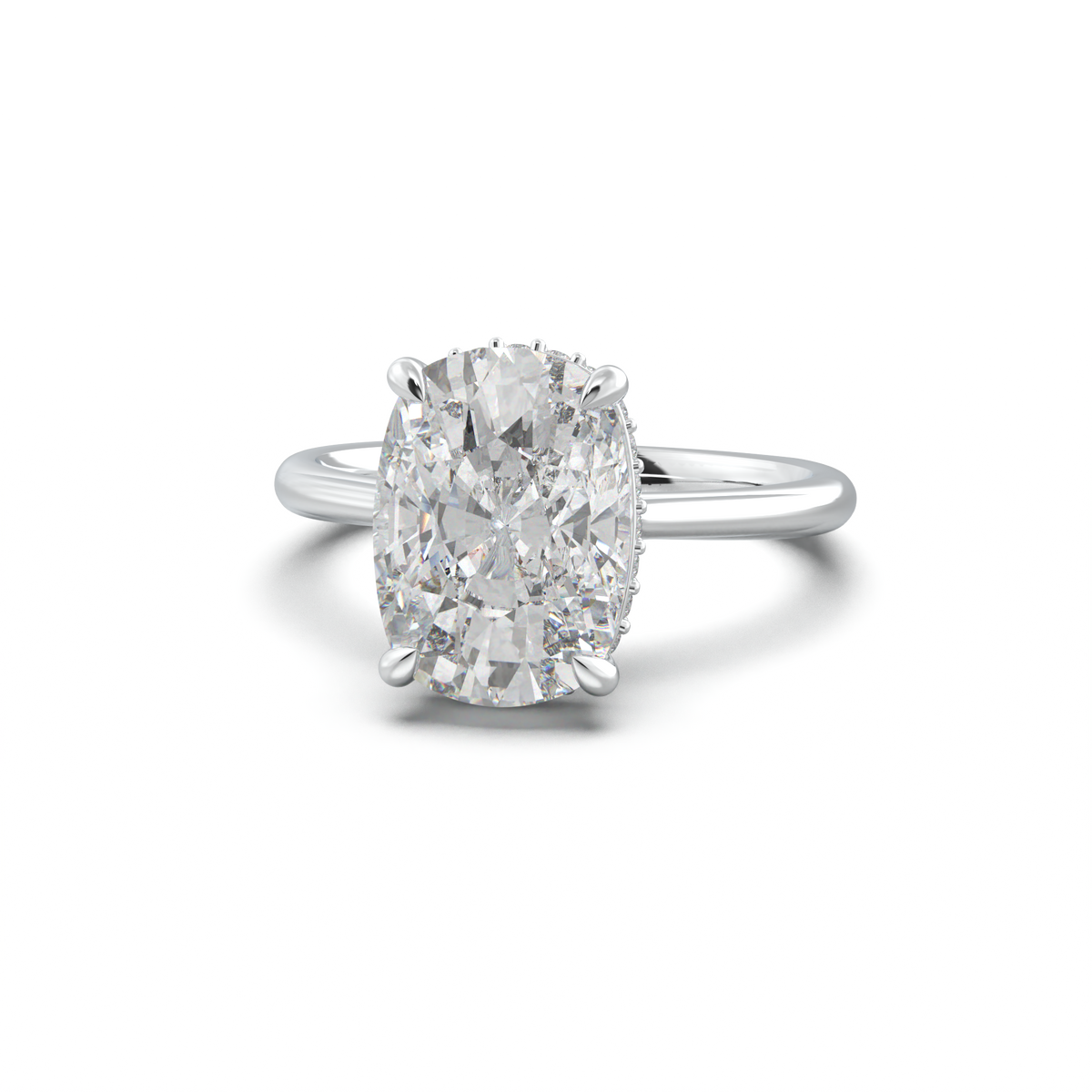 Cushion Hidden Halo Engagement Ring