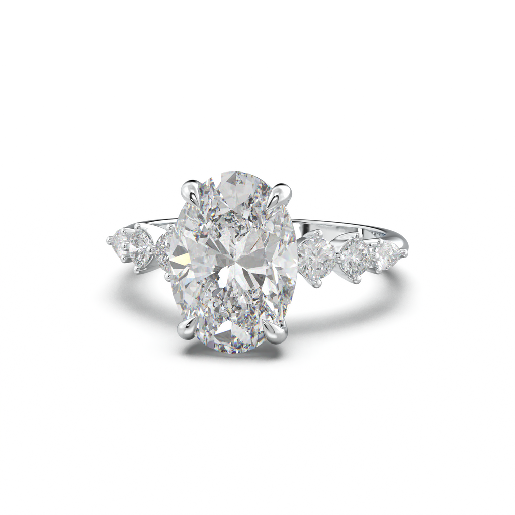 Oval Pear-Accent Engagement Ring