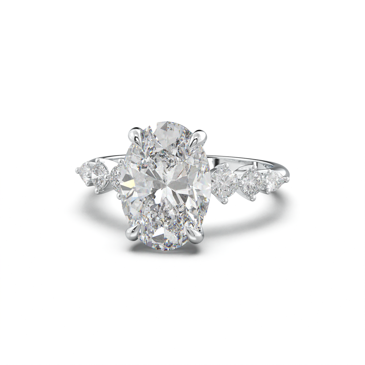 Oval Pear-Accent Engagement Ring