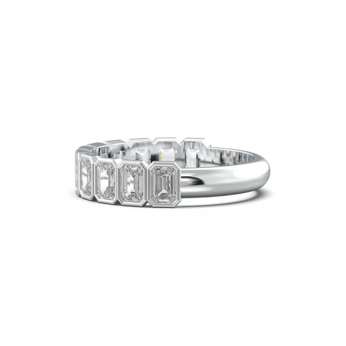 Emerald Bezel Half-Eternity Wedding Band