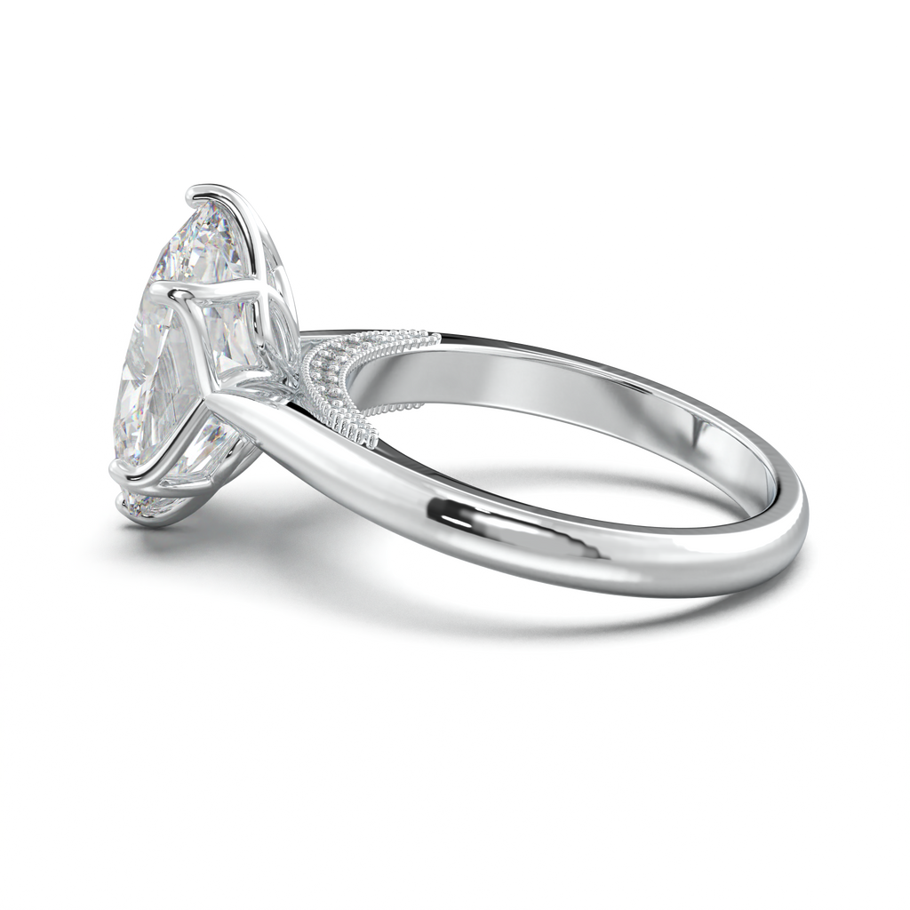 Oval Tulip Setting Hidden bridge Halo Engagement Ring