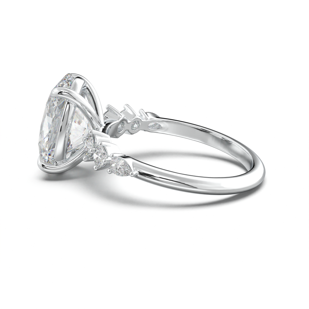 Oval Pear-Accent Engagement Ring