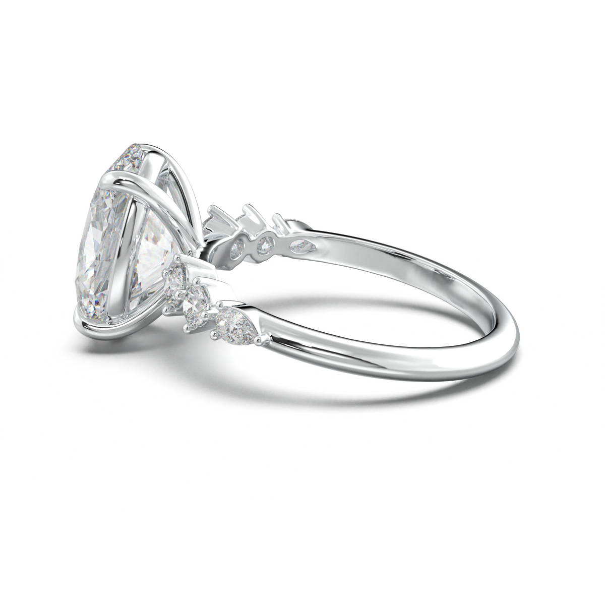 Oval Pear-Accent Engagement Ring