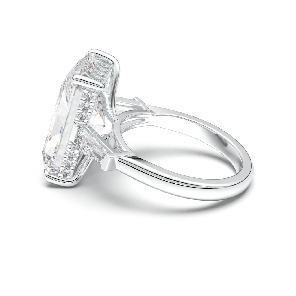 Radiant Baguette Hidden Halo Engagement Ring