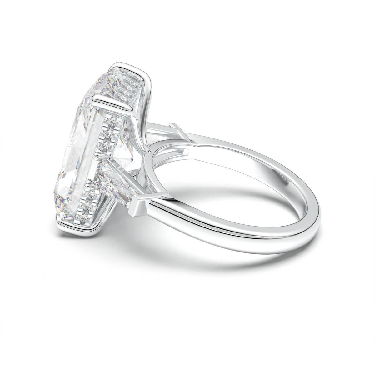 Radiant Baguette Hidden Halo Engagement Ring